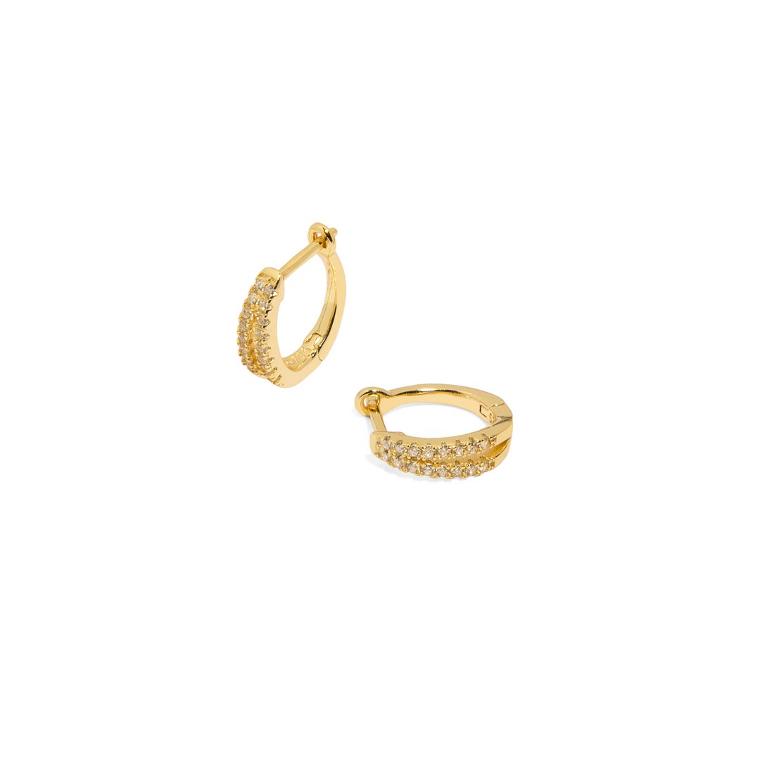 MILANO DUAL SPARK GOLDEN HUGGIES - ARETES - Malandra Jewelry - ERA81 - 60237901410C