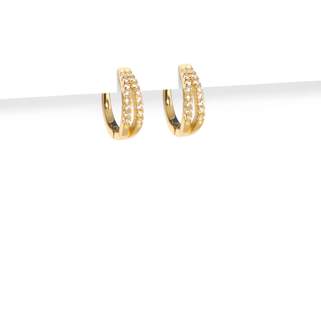 MILANO DUAL SPARK GOLDEN HUGGIES - ARETES - Malandra Jewelry - ERA81 - 60237901410C