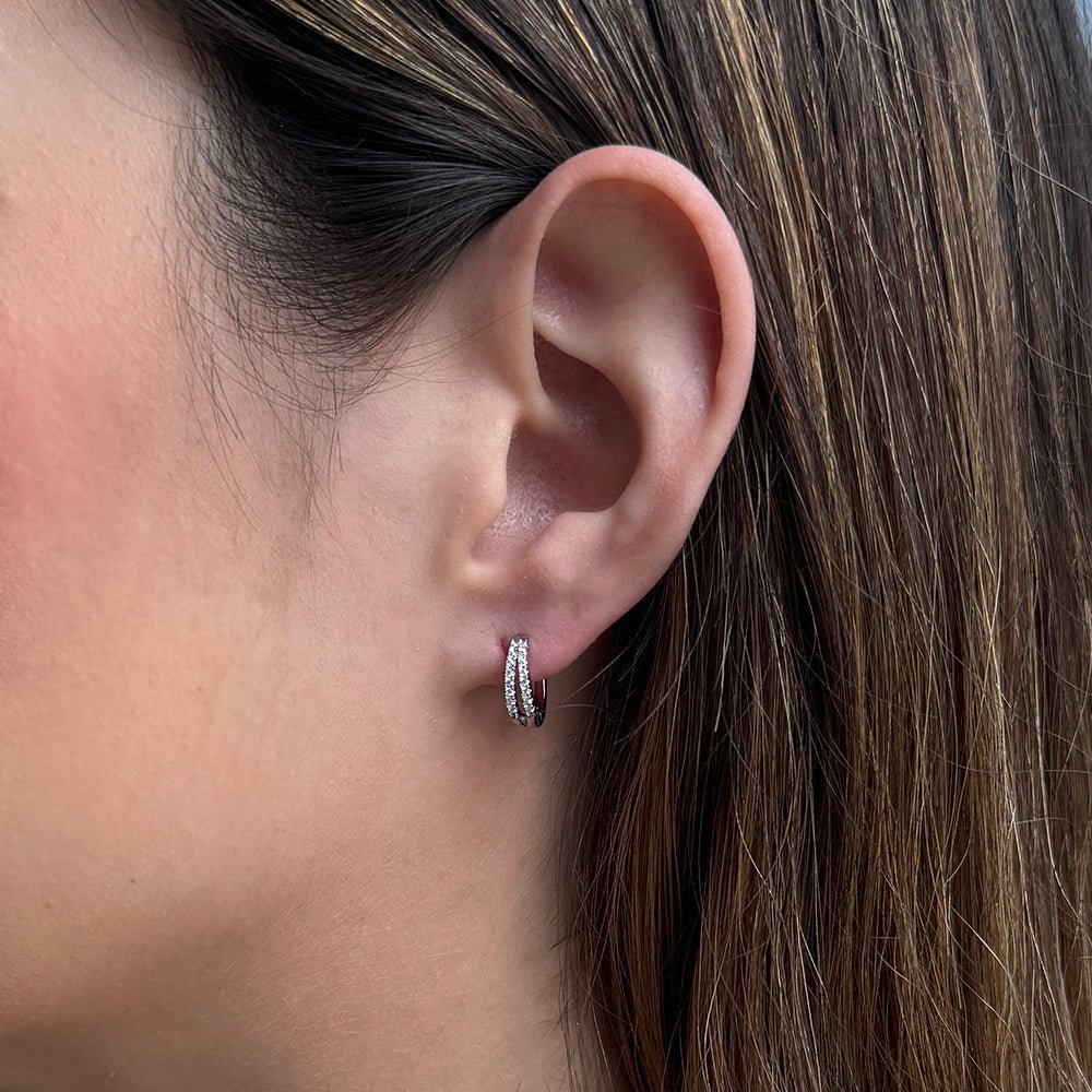 MILANO DUAL SPARK SILVER HUGGIES - ARETES - Malandra Jewelry - ERA81.P - 60237901410A