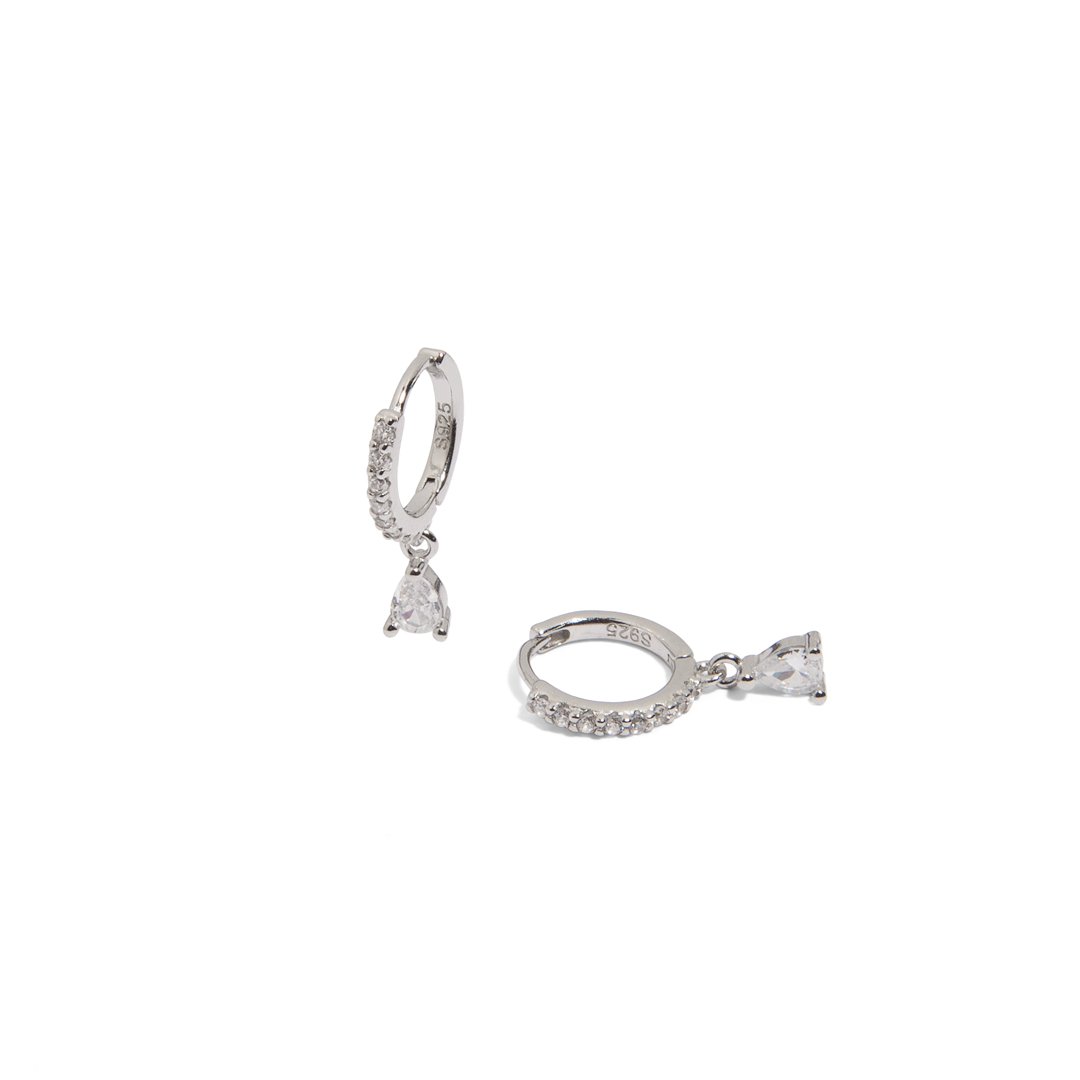 MILANO SPARK DROP SILVER HUGGIES - ARETES - Malandra Jewelry - EA5920.P - 60205821140C - 1