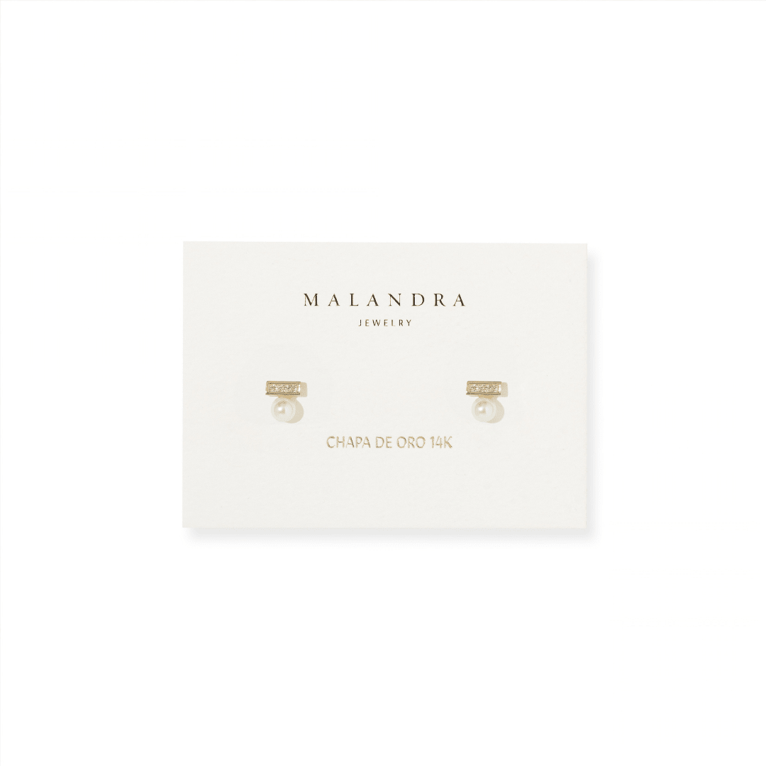 MINI PEARL BAR EARRINGS - ARETES - Malandra Jewelry - ZWA112-QX05076Y