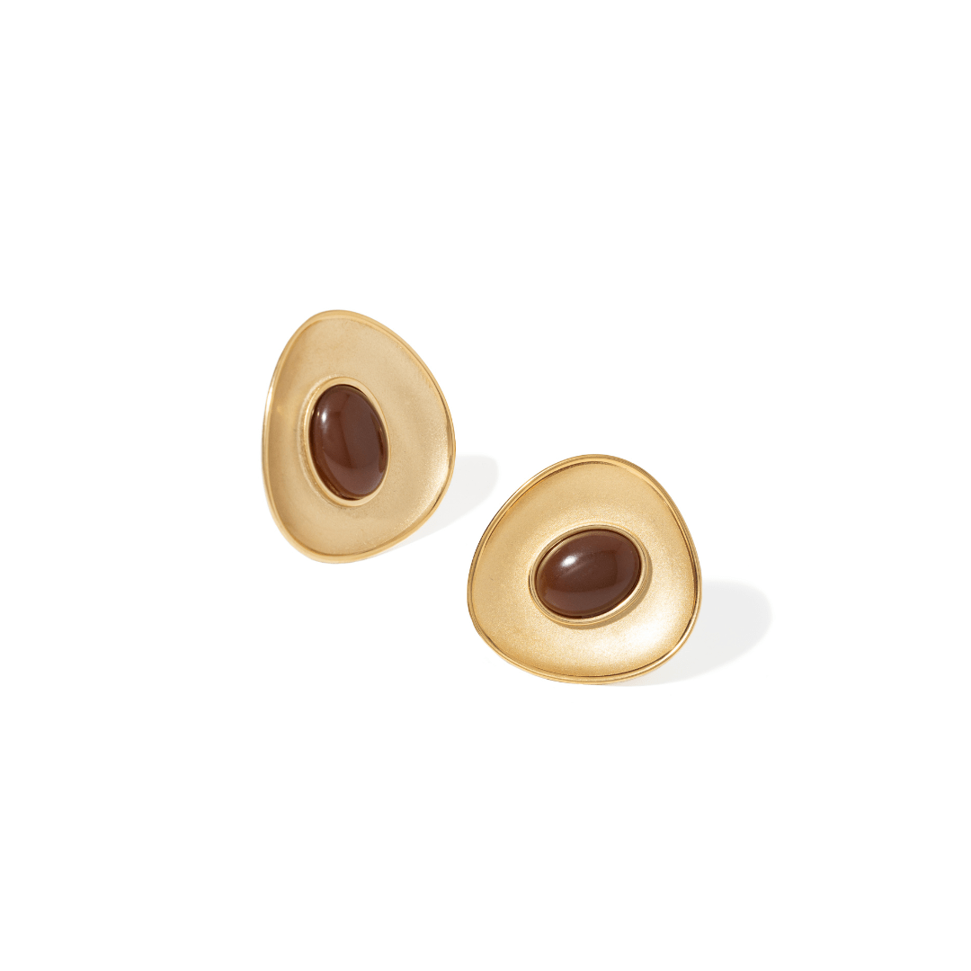 MOCHA GLEAM STUDS - ARETES - Malandra Jewelry - EUWA325-JDE0106052
