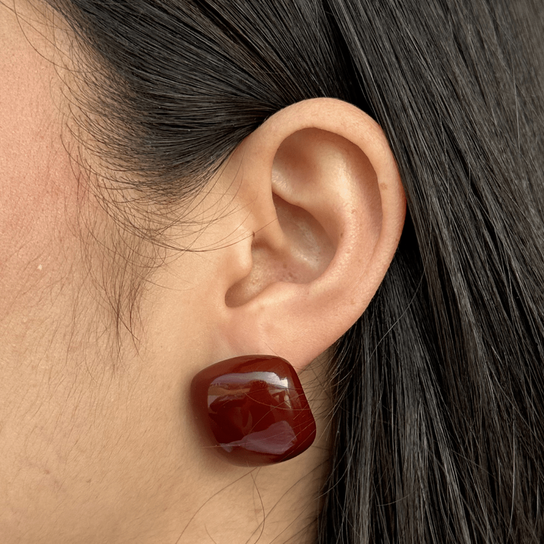 MOCHA SQUARE EARRINGS - ARETES - Malandra Jewelry - EUWA447-JDE0207004-RD