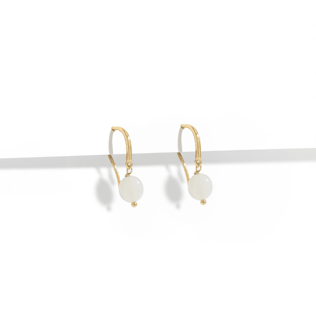 MOONSTONE DROP EARRINGS - ARETES - Malandra Jewelry - TA2192