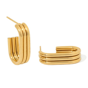 NOVA LAYERED GOLDEN HOOPS - ARETES - Malandra Jewelry - EUWA507-JDE202179