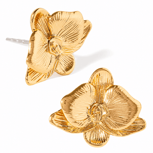 ORCHID GOLD STUDS - ARETES - Malandra Jewelry - EYHA185