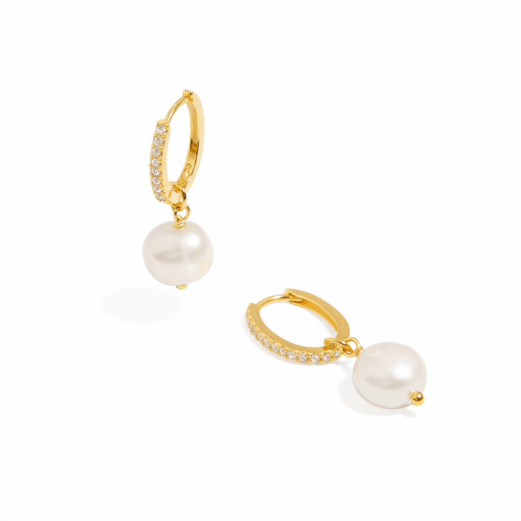OVAL SPARK PEARL HUGGIES - ARETES - Malandra Jewelry - EA6044 - 60228841197C