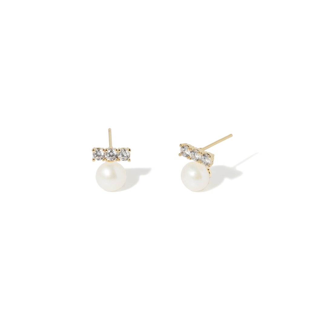 PEARL GLOW STUDS - ARETES - Malandra Jewelry - ZWA24-QX02249CY