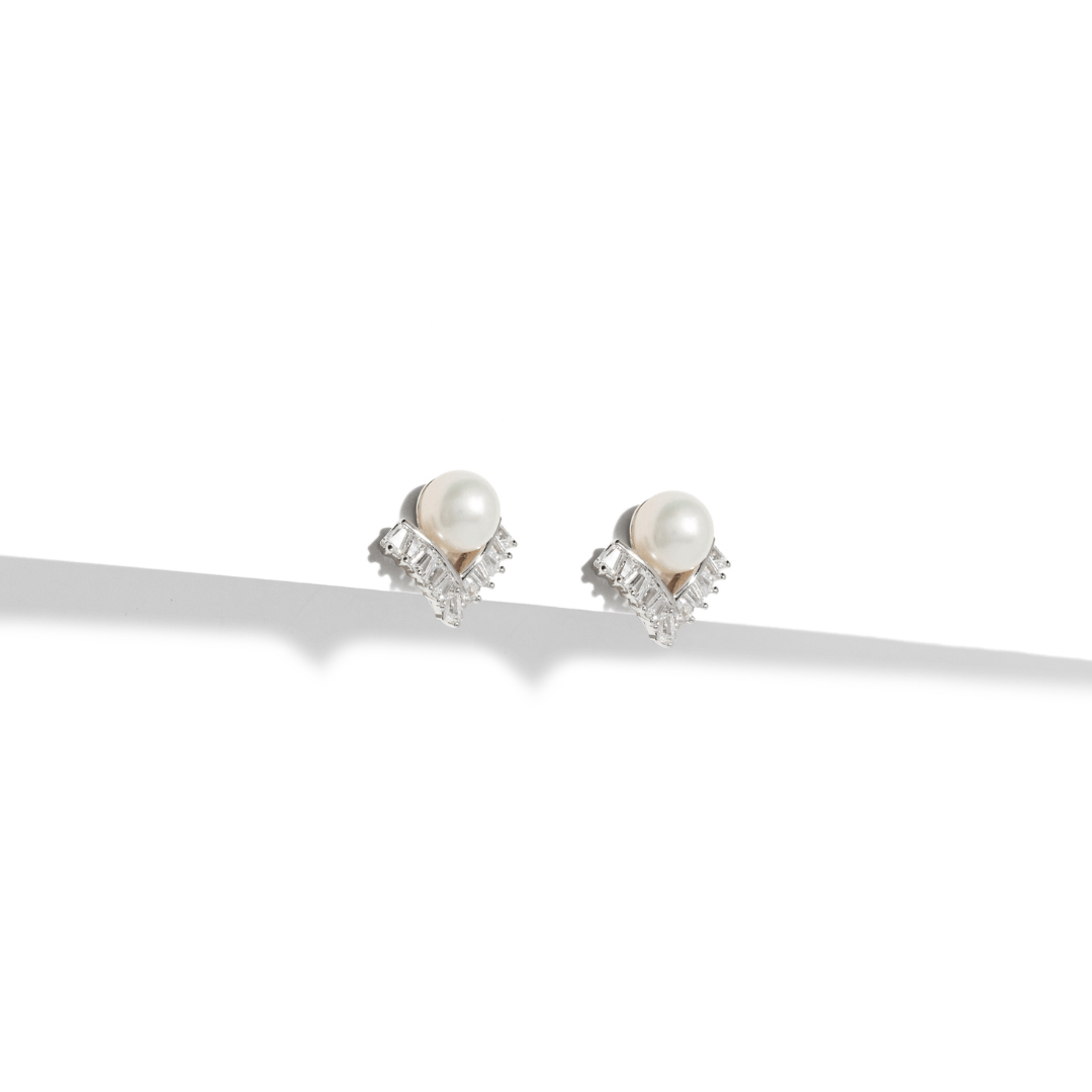 PEARL LUXE SILVER STUDS - ARETES - Malandra Jewelry - ZWA89.P-QX04635CY