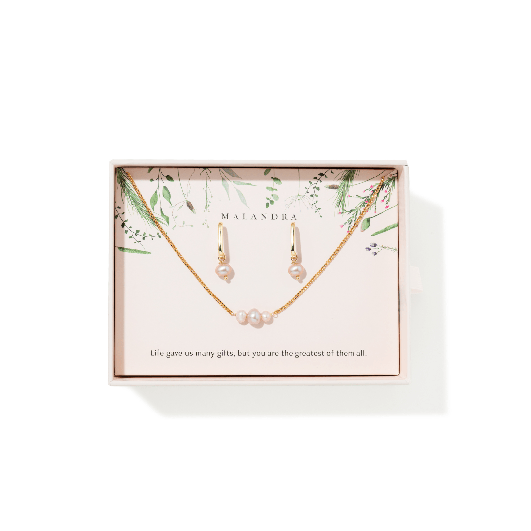PINK LOVE PEARL GIFT SET - SETS DE REGALO - Malandra Jewelry - SET203-TC2286/TA2288
