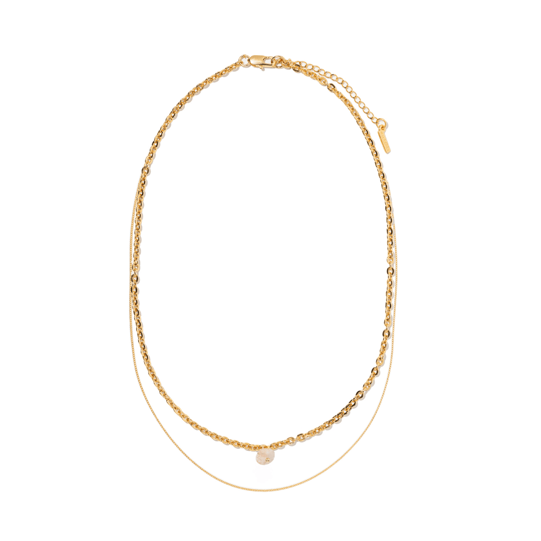 PINK OURMALINE LAYER GRATITUDE NECKLACE - COLLARES - Malandra Jewelry - TC2207