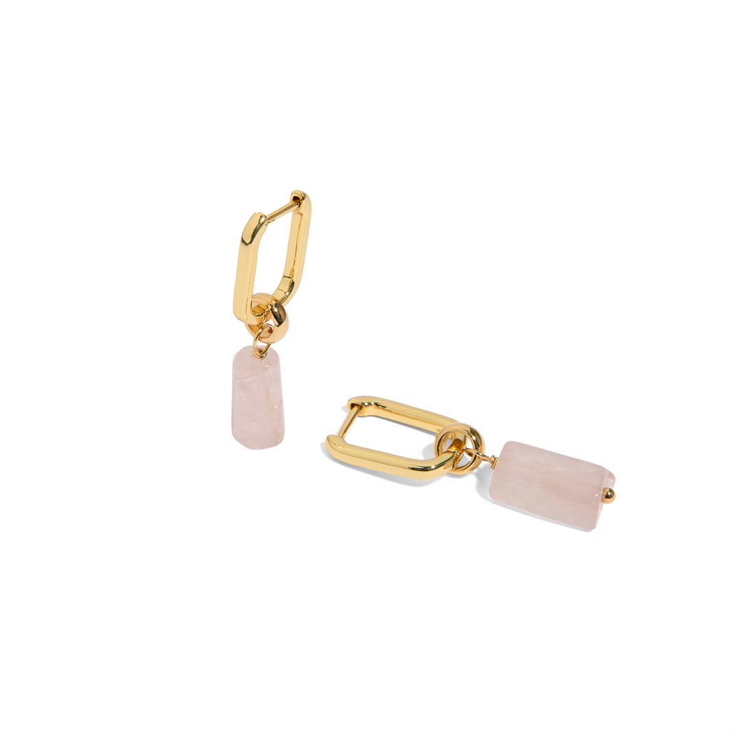 PINK QUARTZ AURA EARRINGS - ARETES - Malandra Jewelry - TA1621