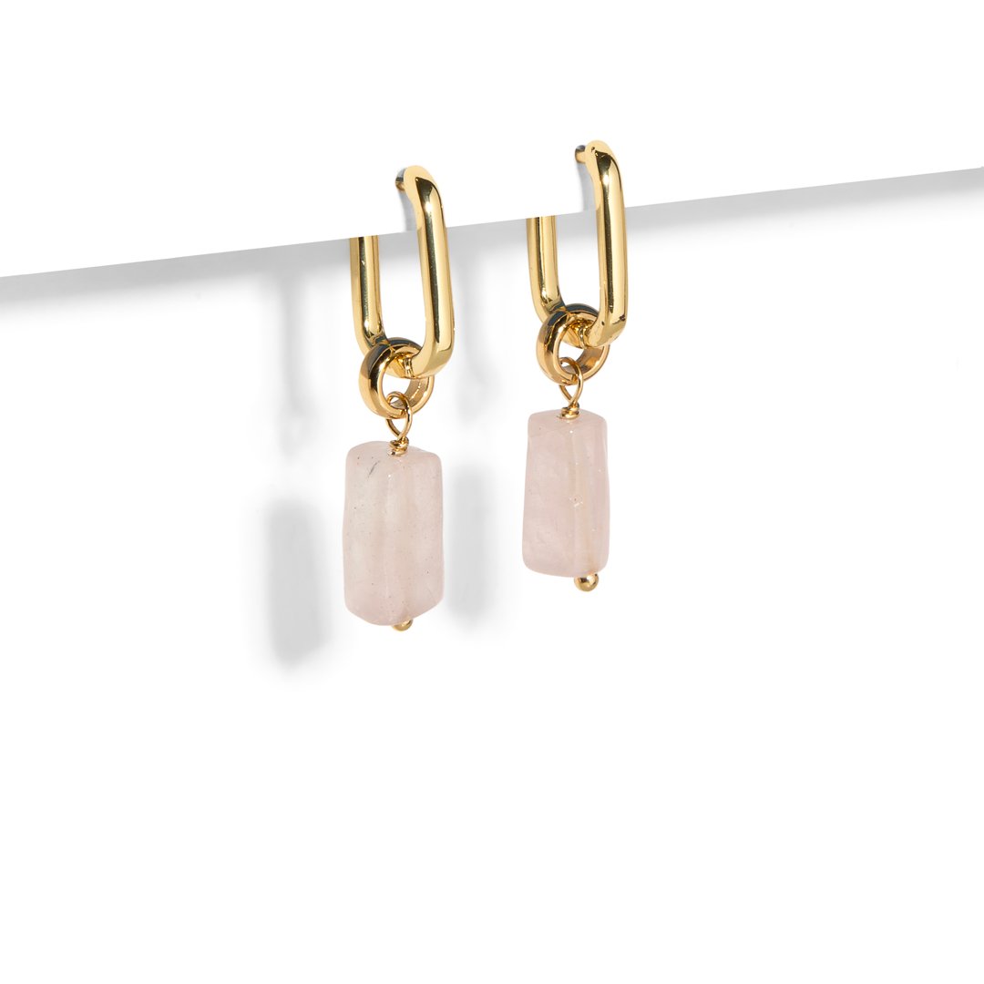 PINK QUARTZ AURA EARRINGS - ARETES - Malandra Jewelry - TA1621