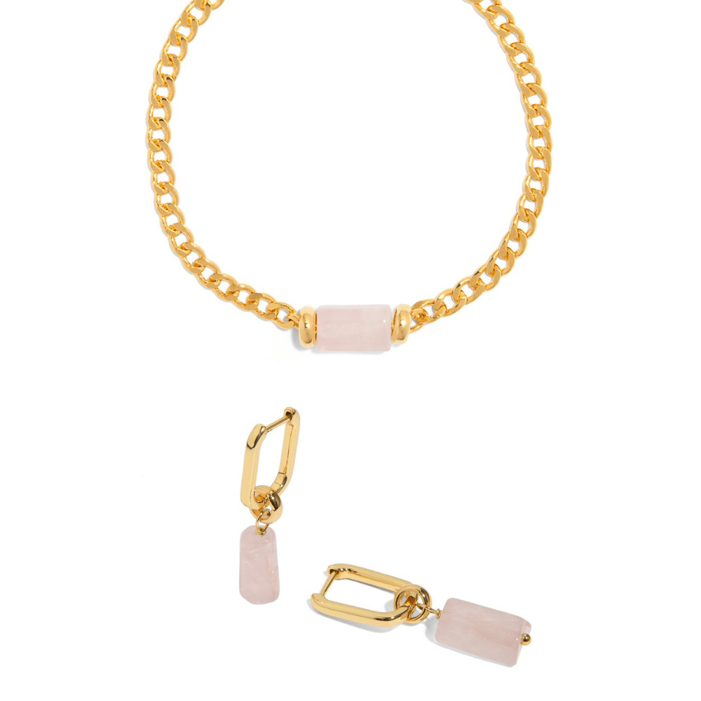 PINK QUARTZ AURA GIFT SET - SETS DE REGALO - Malandra Jewelry - SET112-TP1611 TA1621