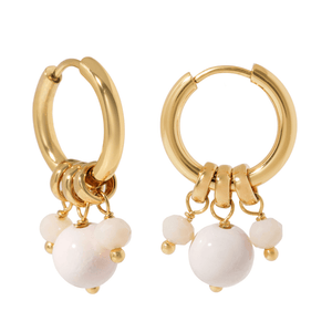 RADIANT BLUSH JADE HOOPS - ARETES - Malandra Jewelry - TA2490