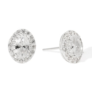 RADIANT SILVER OVAL STUDS - ARETES - Malandra Jewelry - FBA530-1EJG0015-1PP-4