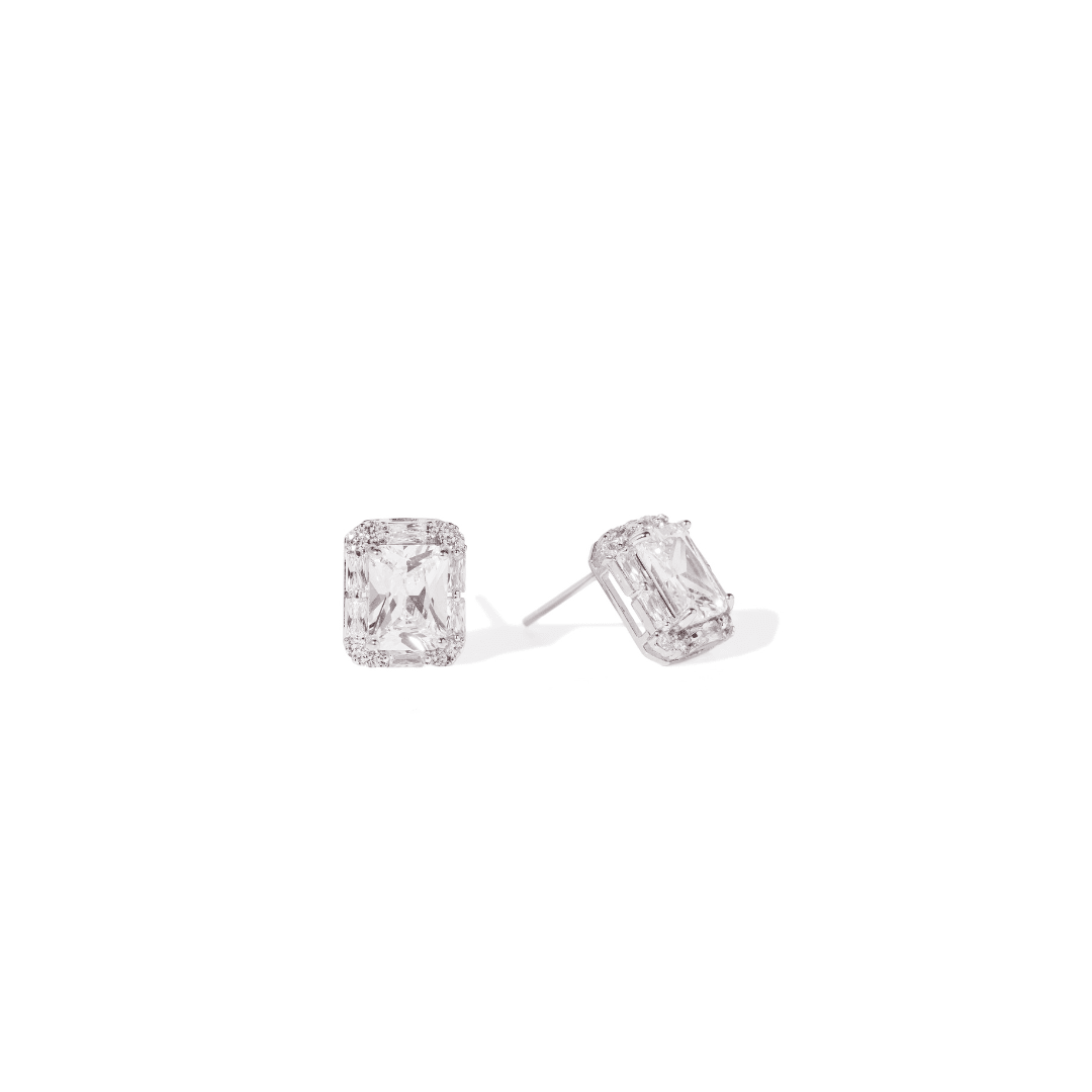 RADIANT SILVER SQUARE EARRINGS - ARETES - Malandra Jewelry - ZWA119.P-QX07000Y