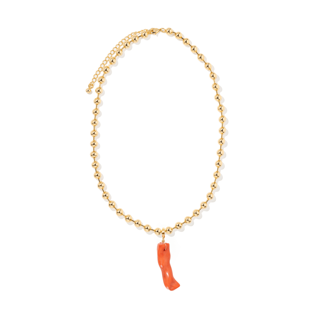 RED CORAL BEADED NECKLACE - COLLARES - Malandra Jewelry - TC2291 / EYHC13