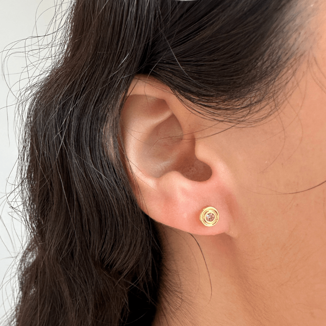 ROSE SPARKLE STUDS - ARETES - Malandra Jewelry - VCA246 - 4018ROS