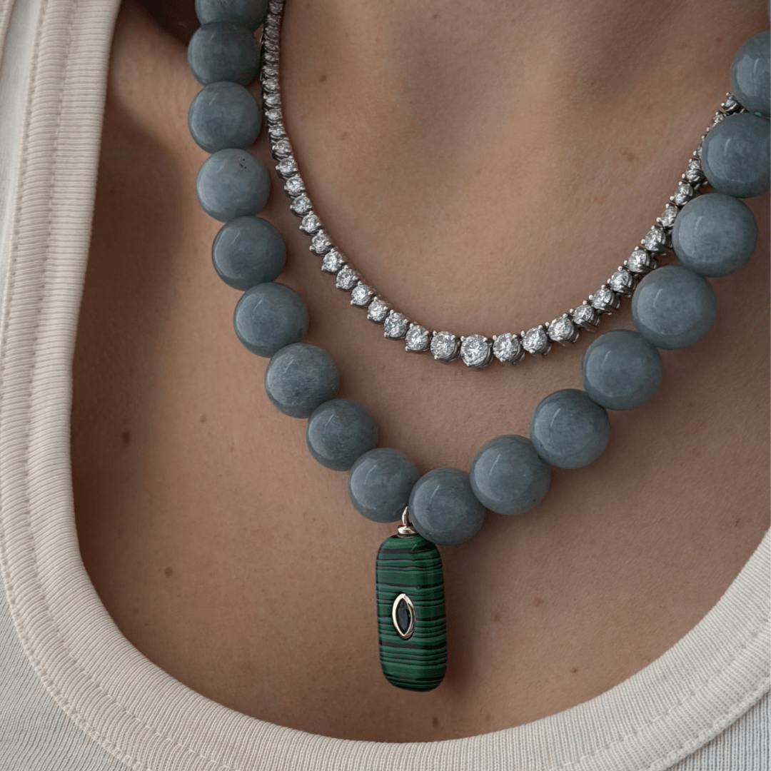 SEAFOAM JADE GAIA NECKLACE - COLLARES - Malandra Jewelry - TC2435