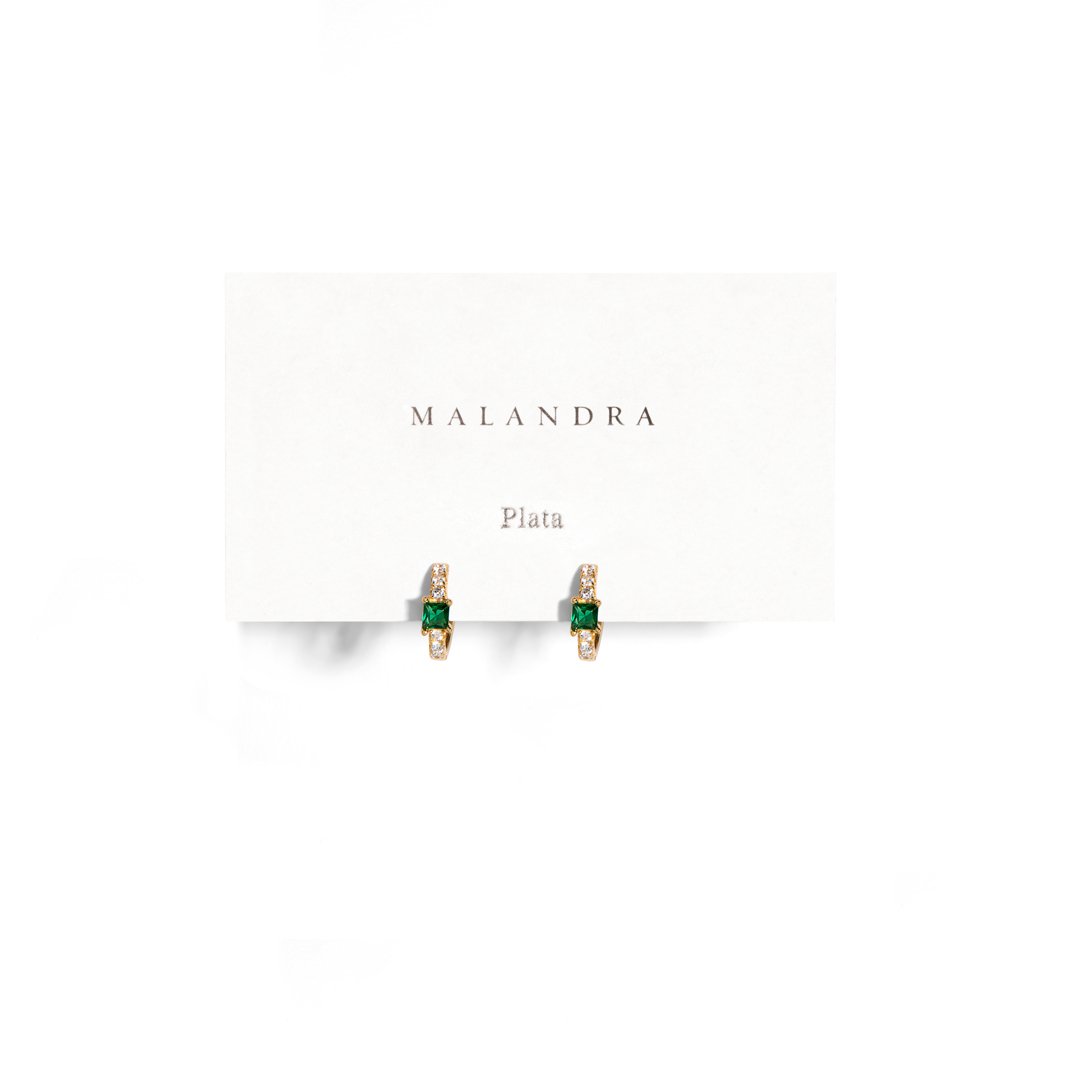SERENA GREEN GLEAM HUGGIES - ARETES - Malandra Jewelry - EAWA39 - MME099
