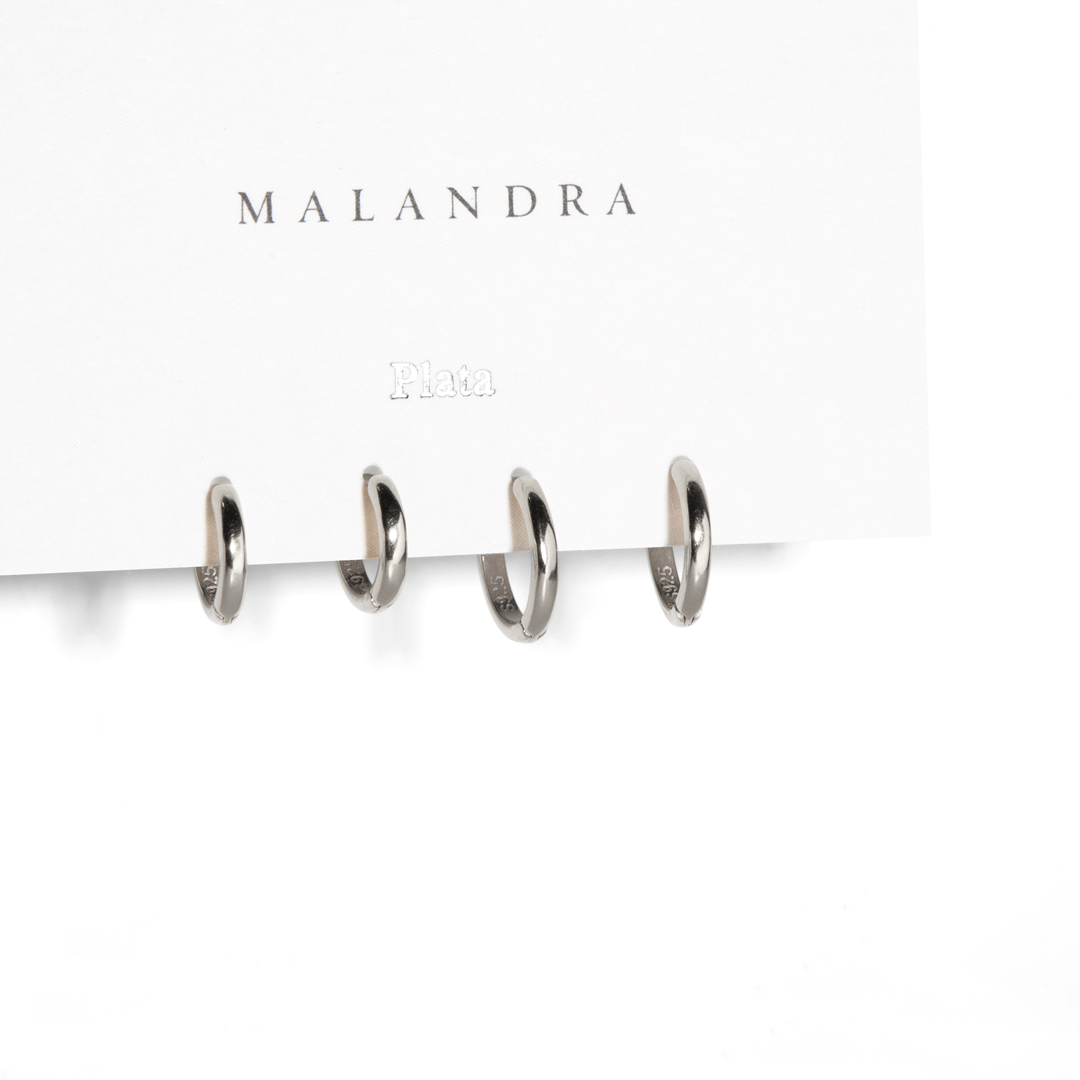 SERENA SPARK SILVER HUGGIES SET - ARETES - Malandra Jewelry - ERA65-60204830900A/60204820085A