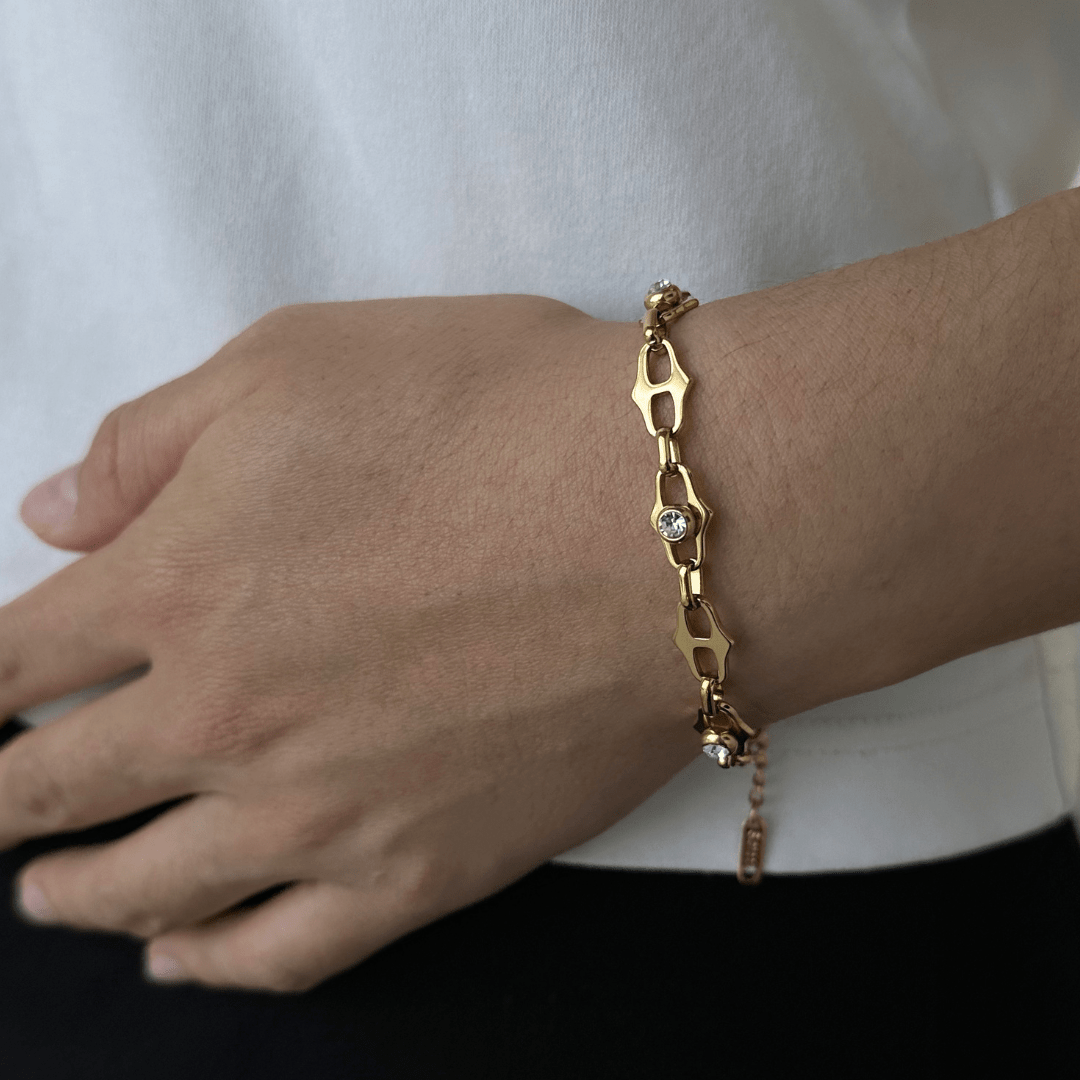 SHAPED LINK ZIRCONIA BRACELET - PULSERAS - Malandra Jewelry - EUWP445-JDB0307037