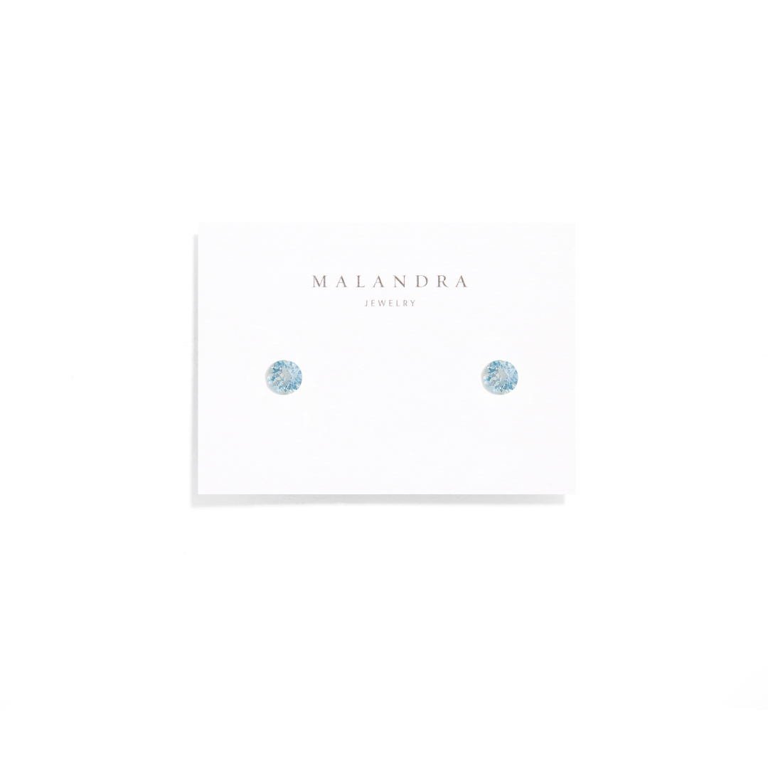 SHINY CRYSTAL BABY BLUE STUDS - ARETES - Malandra Jewelry - ZWA49.C - QX05454Y