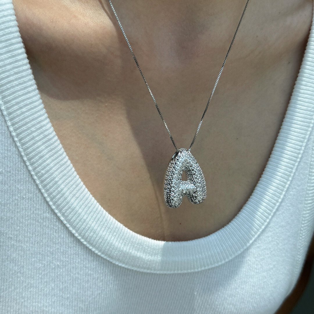 SILVER BALLOON SPARK LETTER NECKLACE - COLLARES - Malandra Jewelry - EFLC1.A - nkeq71