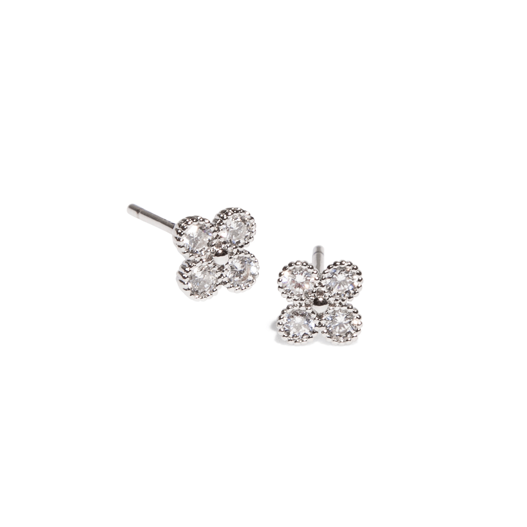 SILVER BLOSSOM STUDS - ARETES - Malandra Jewelry - ZWA46.P - QX00869Y