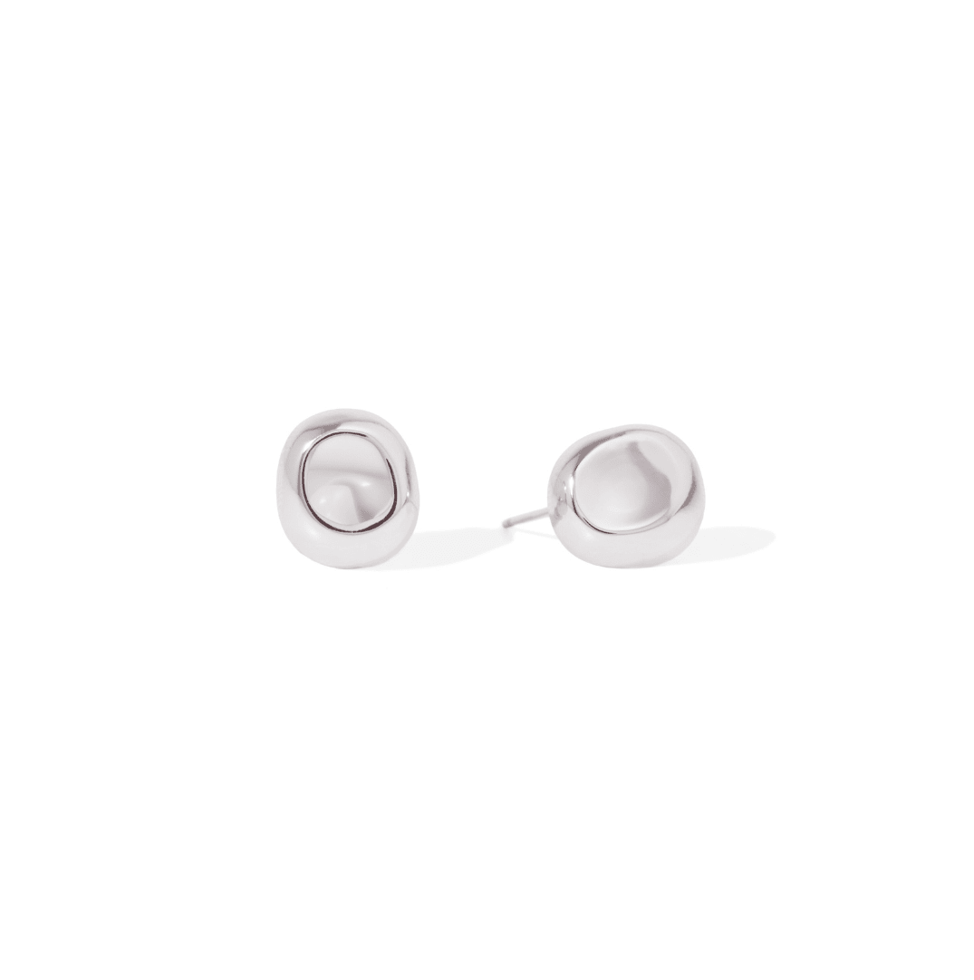 SILVER BOLD SMOOTH EARRINGS - ARETES - Malandra Jewelry - ZWA109.P-QX02731Y
