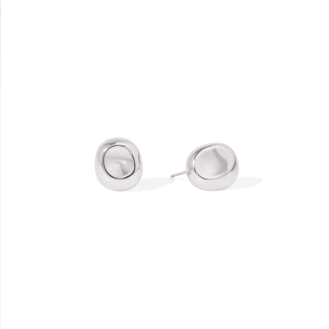 SILVER BOLD SMOOTH EARRINGS - ARETES - Malandra Jewelry - ZWA109.P-QX02731Y