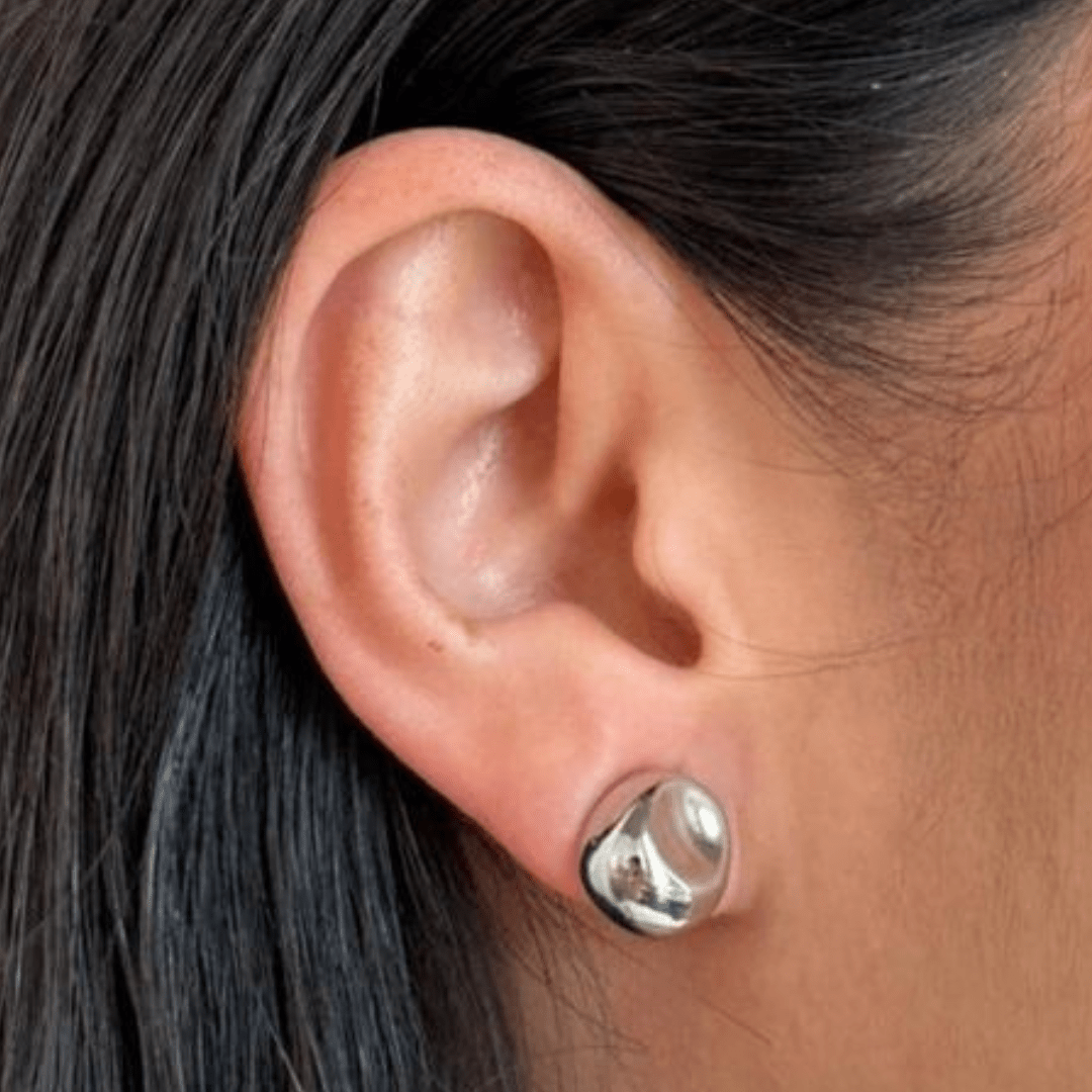 SILVER BOLD SMOOTH EARRINGS - ARETES - Malandra Jewelry - ZWA109.P-QX02731Y