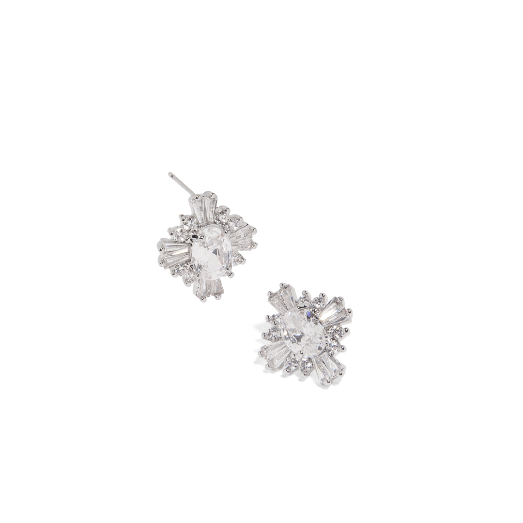 SILVER DAZZLE DIAMOND EARRINGS - ARETES - Malandra Jewelry - XIA26.P - CE5195RH