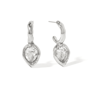 Silver Dewdrop Glow Hoops - ARETES - Malandra Jewelry - EUWA639.P-JDE0105338-S