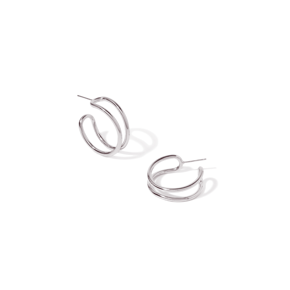 SILVER EDGE HOOPS - ARETES - Malandra Jewelry - EVFA59.P-EBR0101CR