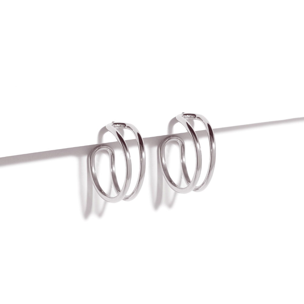 SILVER EDGE HOOPS - ARETES - Malandra Jewelry - EVFA59.P-EBR0101CR