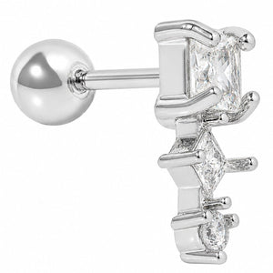 SILVER GEOMETRY LUXE PIERCING - ARETES - Malandra Jewelry - ZTA35.P-EGD1981