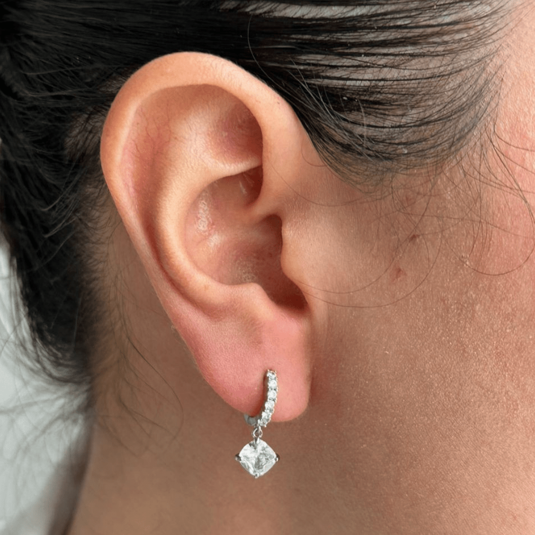 SILVER GLAM RHOMBUS EARRINGS - ARETES - Malandra Jewelry - ZWA70.P - QX01335