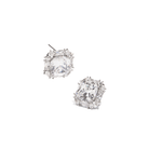 SILVER GLAM SQUARE EARRINGS - ARETES - Malandra Jewelry - ZOA19.P - N15592A8Z