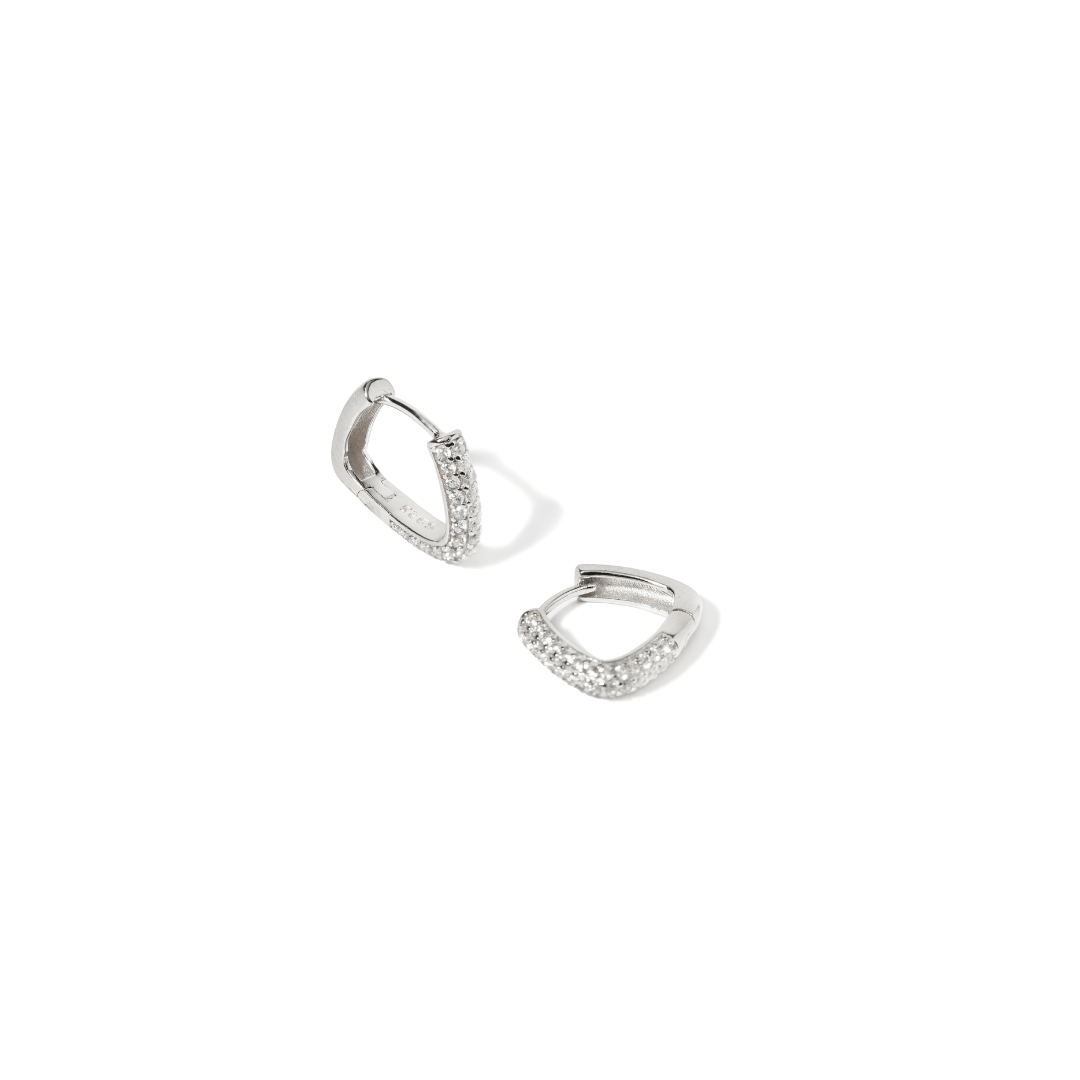 SILVER GLEAM HUGGIES - ARETES - Malandra Jewelry - EAWA132.P-MME1234-1