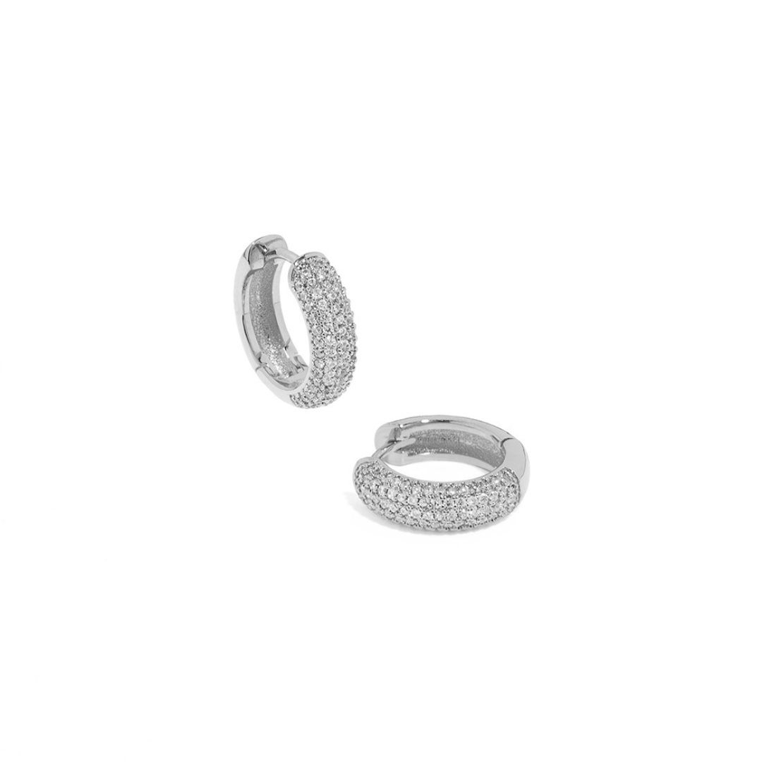 SILVER GLEAM LUX HOOPS - ARETES - Malandra Jewelry - ZWA7.P - QX02479