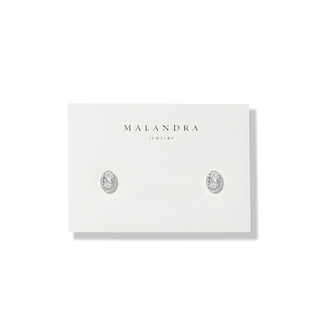 SILVER GLOW OVAL EARRINGS - ARETES - Malandra Jewelry - ZWA73.P - QX02196