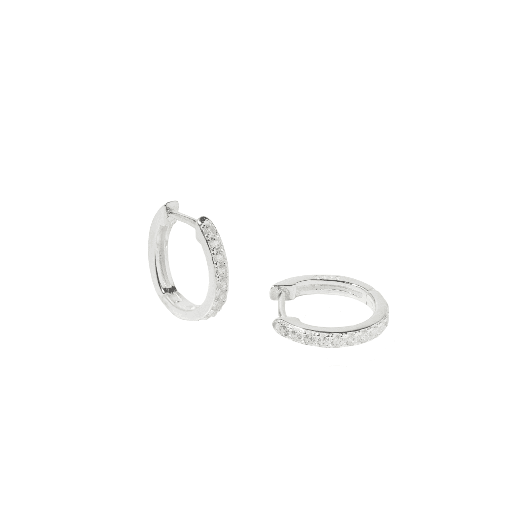 SILVER GLOW SMALL HOOPS - ARETES - Malandra Jewelry - FBA470-1EAR0068-PR