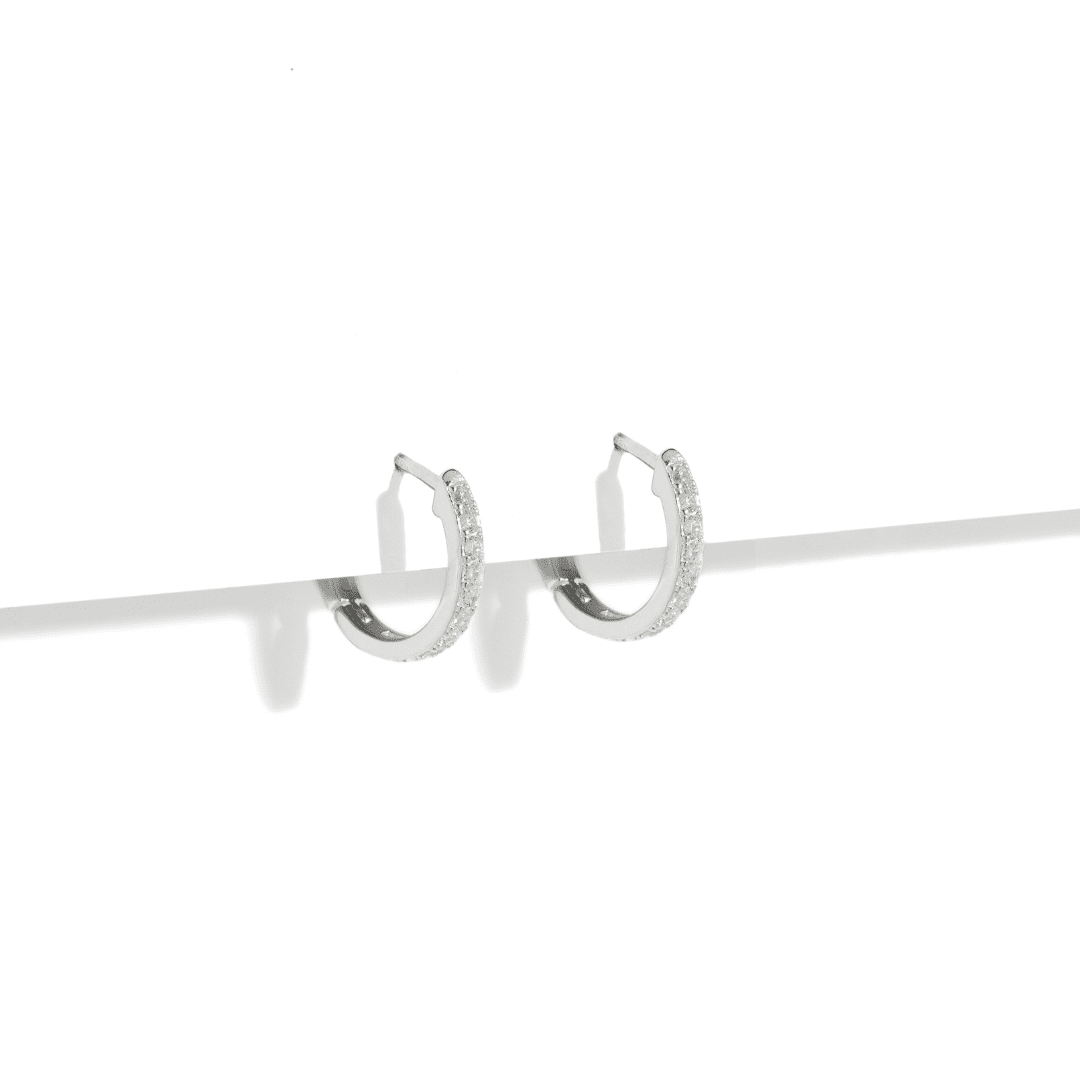 SILVER GLOW SMALL HOOPS - ARETES - Malandra Jewelry - FBA470-1EAR0068-PR