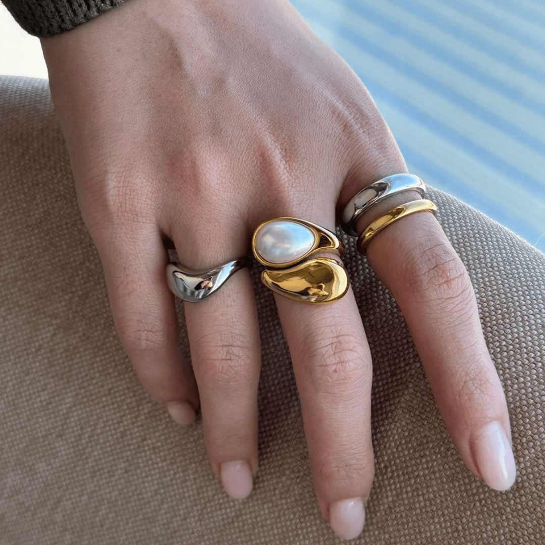 SILVER & GOLD BLEND RING - ANILLOS - Malandra Jewelry - EUWR276-JDRW2406004-PS