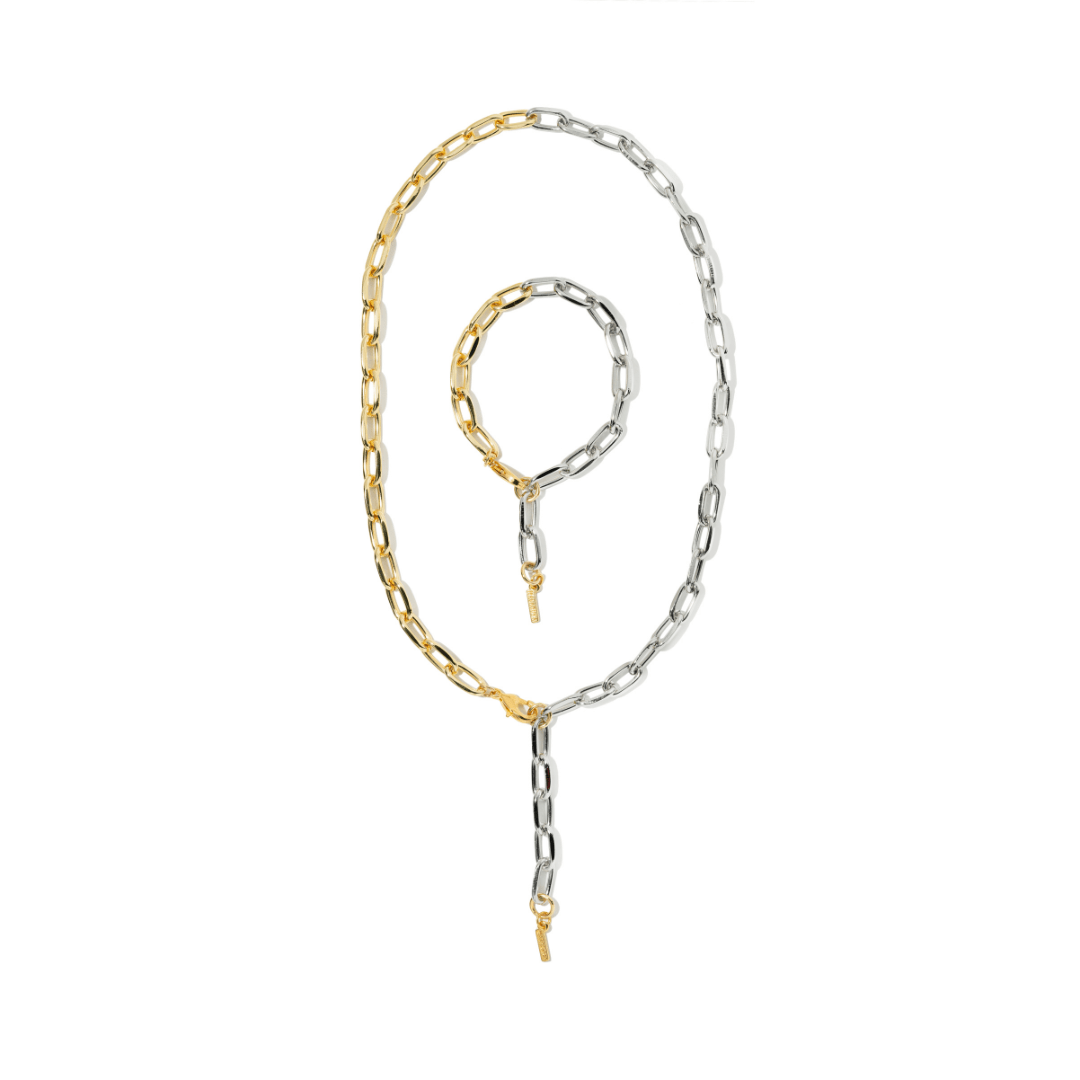 SILVER & GOLD LINK CLASSIC GIFT SET - SETS DE REGALO - Malandra Jewelry - SET194/TC2255/TP2257