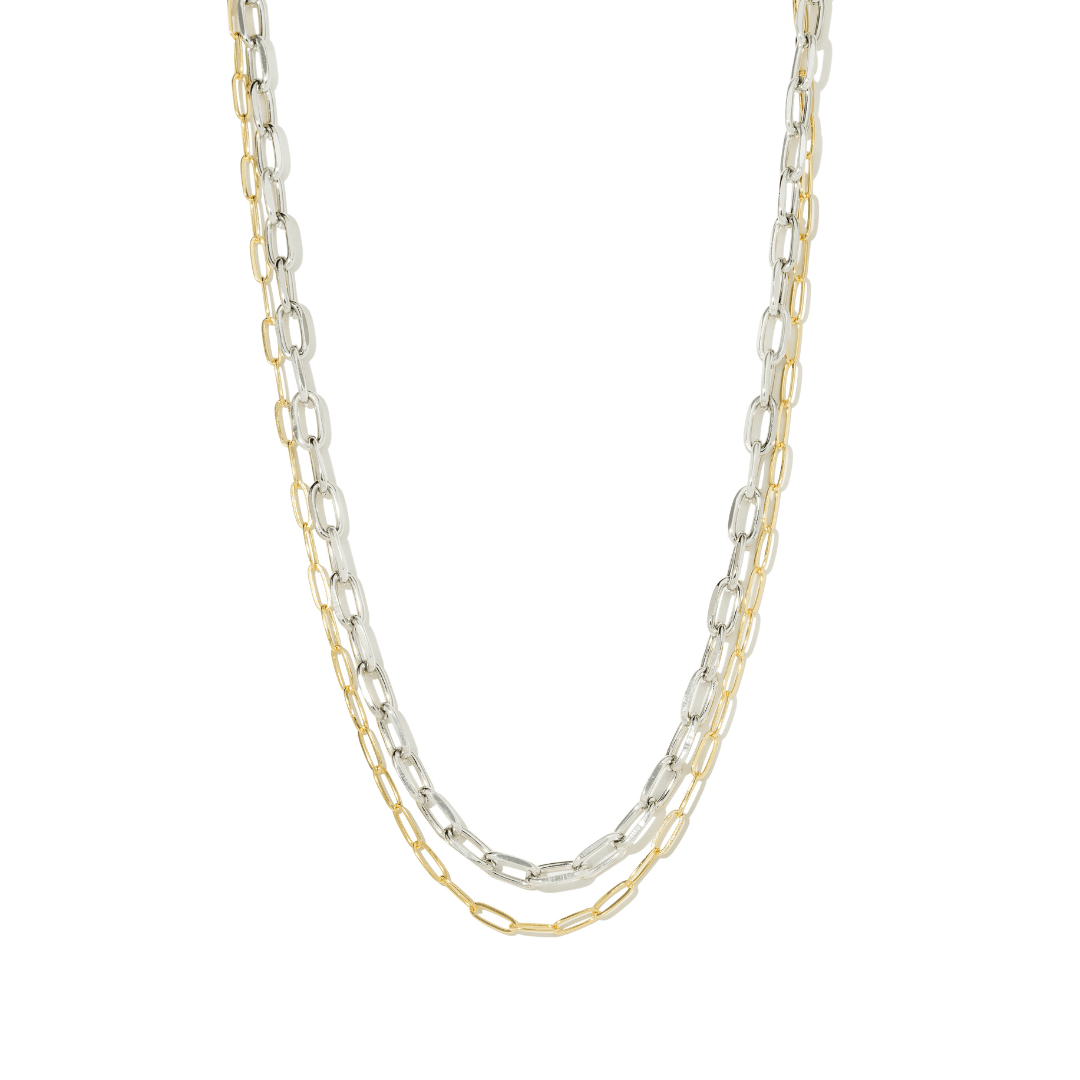 SILVER & GOLD LINK NECKLACE - COLLARES - Malandra Jewelry - TC2264