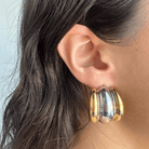 SILVER & GOLD WAVE HOOPS - ARETES - Malandra Jewelry - AA1460 - K14093
