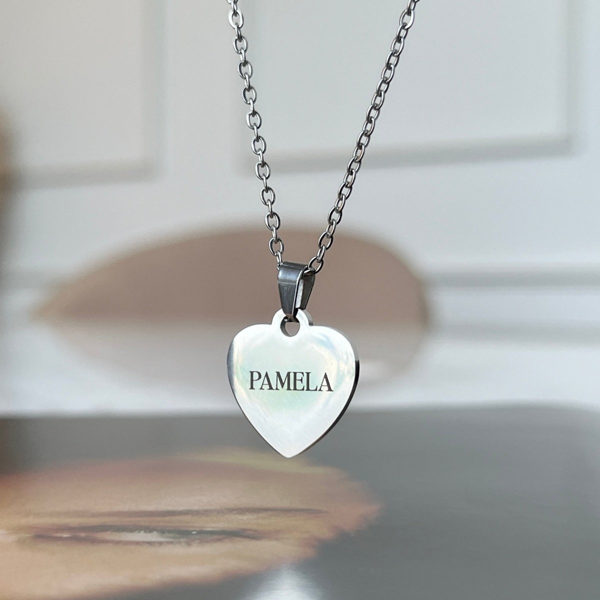 SILVER HEART CUSTOM NECKLACE - COLLARES GRABADOS - Malandra Jewelry - ESYC8